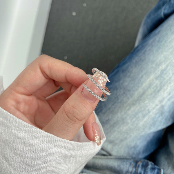 [Clover Jewelrys]Anillo Diario Entrelazado Vibrante Único