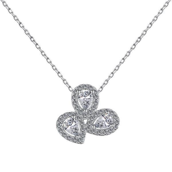[Clover Jewelrys]Collar elegante con forma de flor y corte de pera