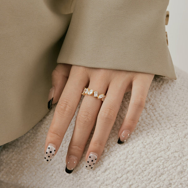 [Clover Jewelrys]Anillo delicado de corte múltiple
