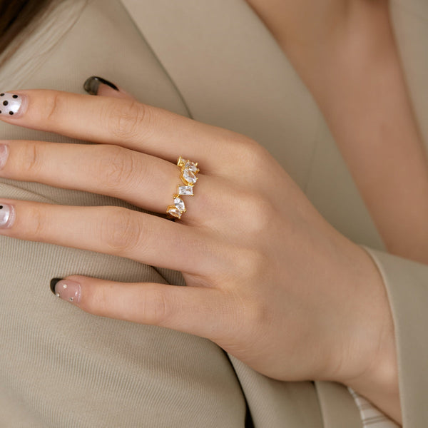[Clover Jewelrys]Anillo delicado de corte múltiple