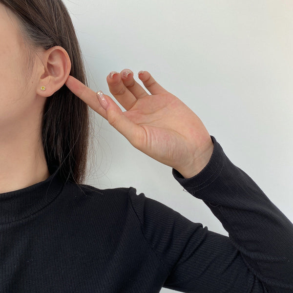 [Clover Jewelrys]Pendientes redondos brillantes y coloridos