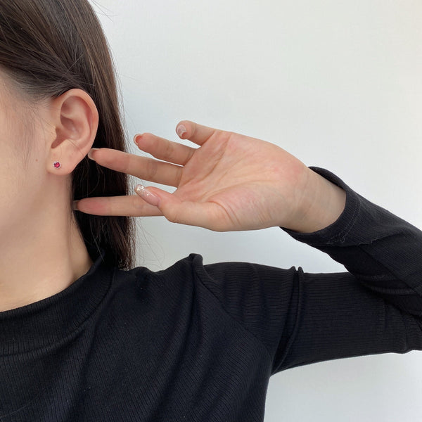 [Clover Jewelrys]Pendientes redondos brillantes y coloridos