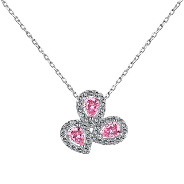 [Clover Jewelrys]Collar elegante con forma de flor y corte de pera