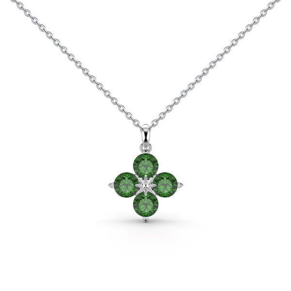 [Clover Jewelrys]Collar de Trébol de Cuatro Hojas y Estrella de Ocho Puntas