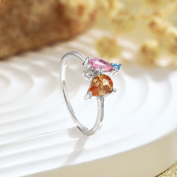 [Clover Jewelrys]Anillo diario multicolor radiante con corte múltiple