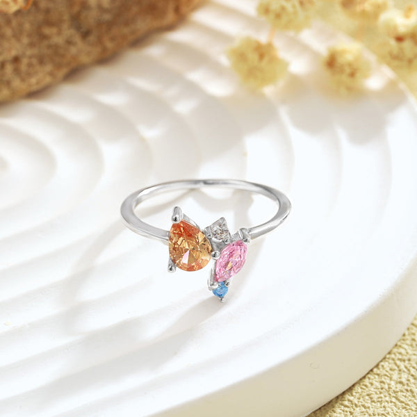 [Clover Jewelrys]Anillo diario multicolor radiante con corte múltiple