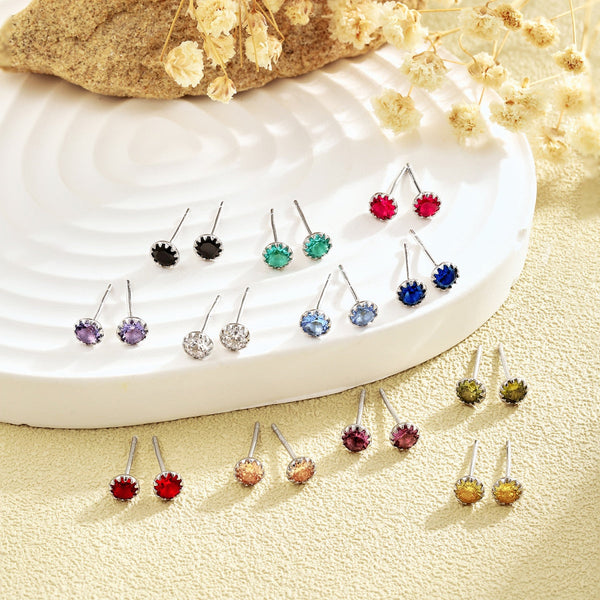 [Clover Jewelrys]Pendientes redondos brillantes y coloridos
