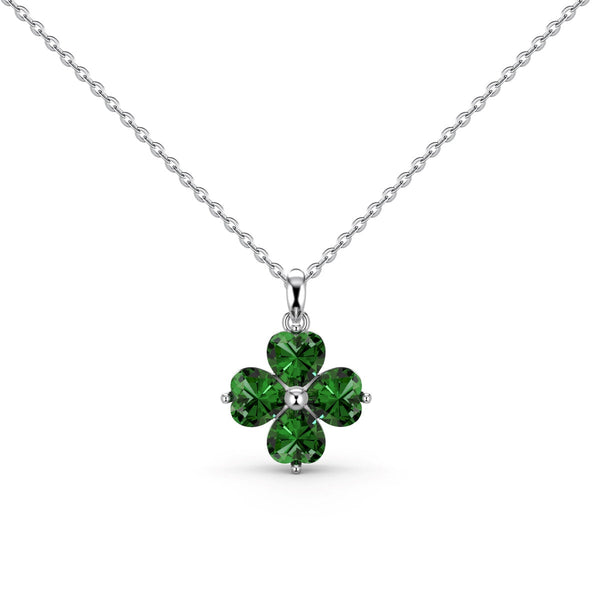 [Clover Joyas]Collar de Cuentas de Trébol de Cuatro Hojas en Forma de Corazón