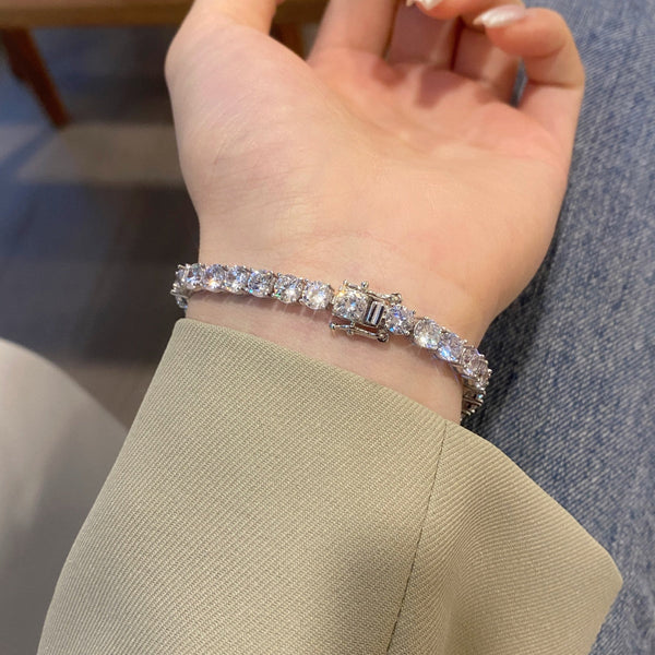 [Clover Jewelrys]Pulsera de boda redonda con corte brillante y adornada