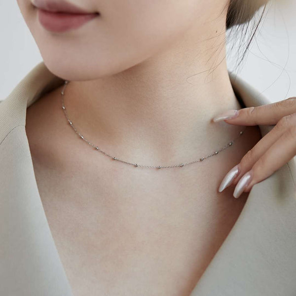 [Clover Jewelrys]Cadena de clavícula con cuentas pequeñas, Collar sencillo