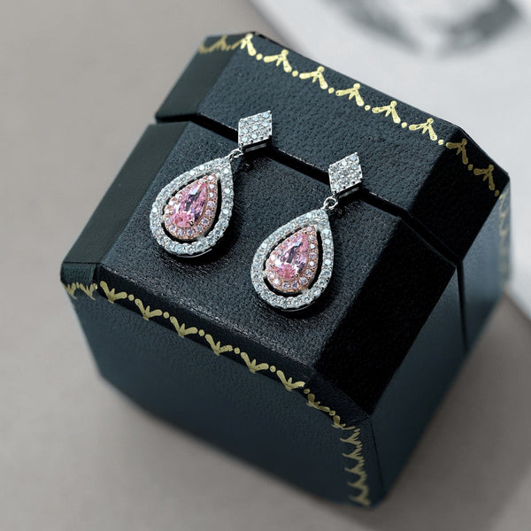 [Clover Jewelrys]Pendientes de banquete con forma de gota de agua, delicados y ornamentados