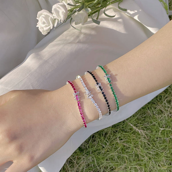[Clover Jewelrys]Pulsera de Fiesta Redonda de Corte Radiante y Colorido