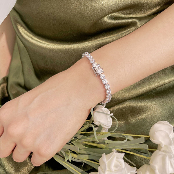 [Clover Jewelrys]Pulsera de boda redonda con corte brillante y adornada