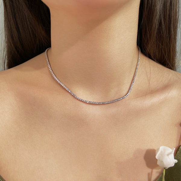 [Clover Jewelrys]Delicado Collar Tenis con Forma Redonda