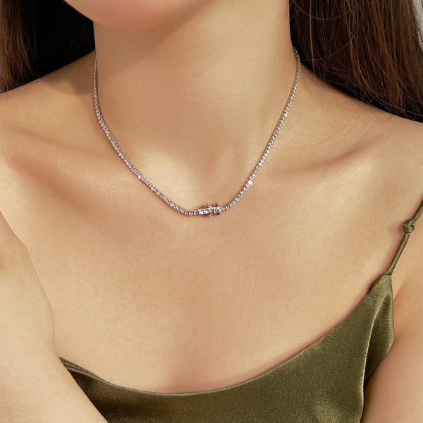 [Clover Jewelrys]Delicado Collar Tenis con Forma Redonda