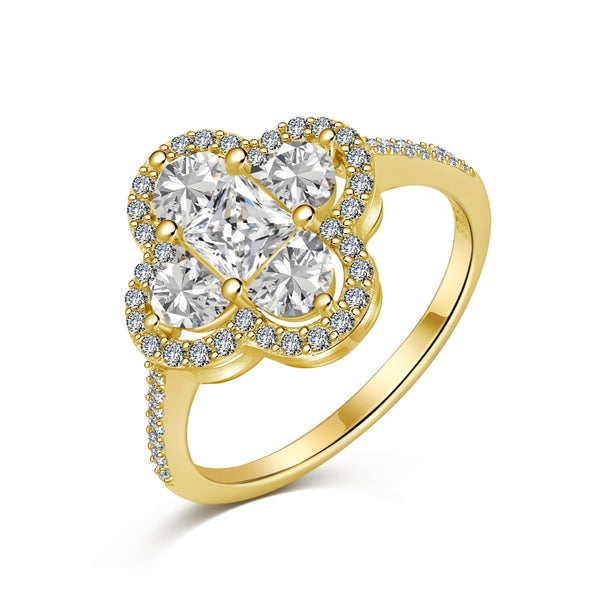 [Clover Jewelrys]Anillo de Banquete Lujoso en Forma de Flor Eterna
