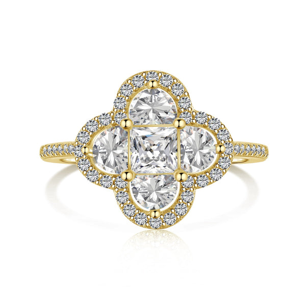 [Clover Jewelrys]Anillo de Banquete Lujoso en Forma de Flor Eterna