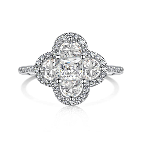 [Clover Jewelrys]Anillo de Banquete Lujoso en Forma de Flor Eterna