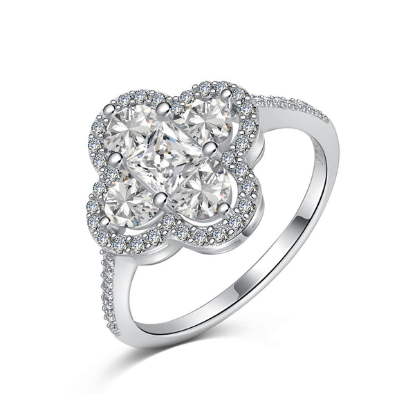[Clover Jewelrys]Anillo de Banquete Lujoso en Forma de Flor Eterna
