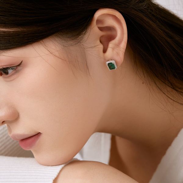 [Clover Jewelrys]Aretes de Banquete con Corte Esmeralda Lujosos y Delicados