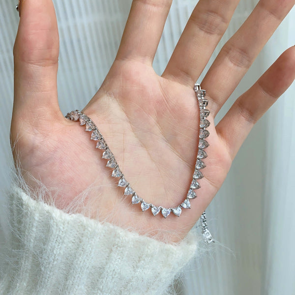 [Clover Jewelrys]Collar de tenis con corazón ornamentado