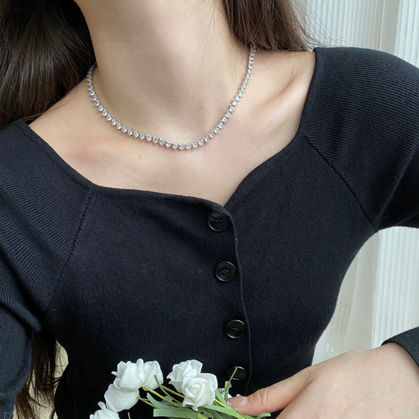 [Clover Jewelrys]Collar de tenis con corazón ornamentado