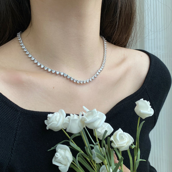 [Clover Jewelrys]Collar de tenis con corazón ornamentado