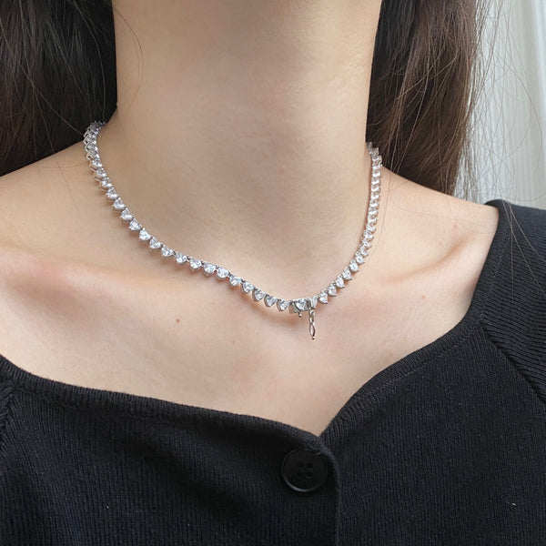 [Clover Jewelrys]Collar de tenis con corazón ornamentado