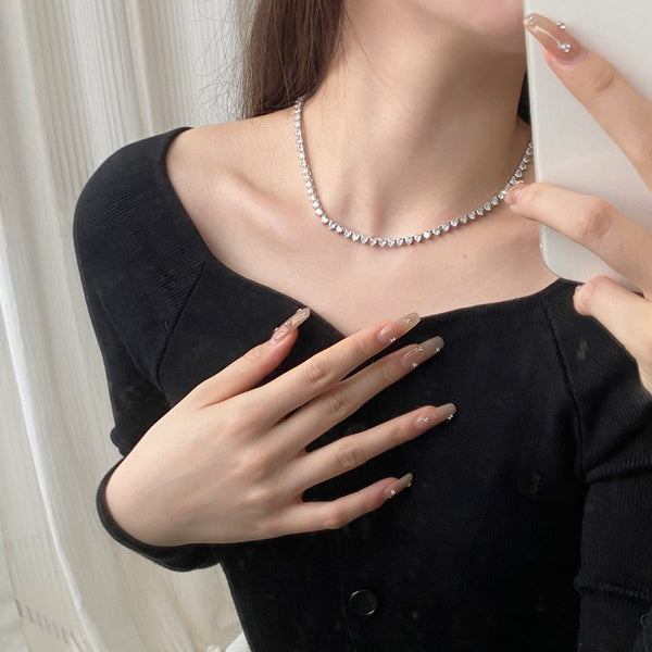 [Clover Jewelrys]Collar de tenis con corazón ornamentado