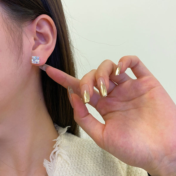 [Clover Jewelrys]Pendientes cuadrados ornamentados