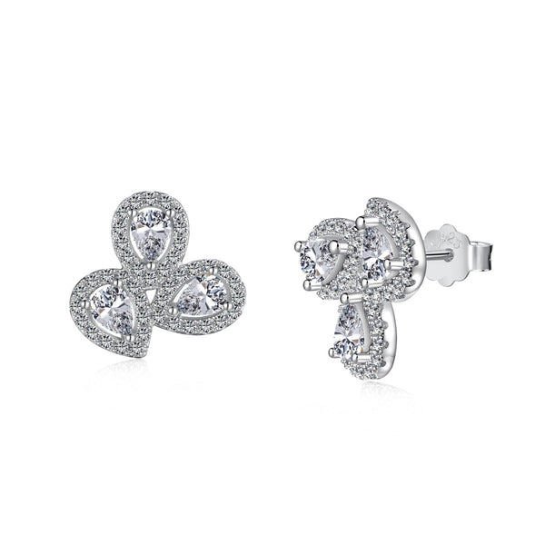 [Clover Jewelrys]Pendientes en forma de flor adornada con corte de pera para amantes