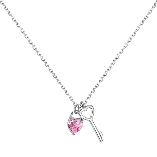 [Clover Jewelrys]Collar con colgante de llave única con forma de corazón