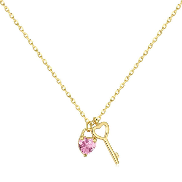[Clover Jewelrys]Collar con colgante de llave única con forma de corazón