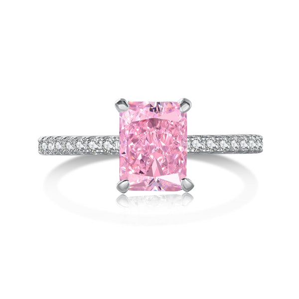 [Clover Jewelrys]Anillo de fiesta de corte radiante deslumbrante y brillante de 2,0 quilates