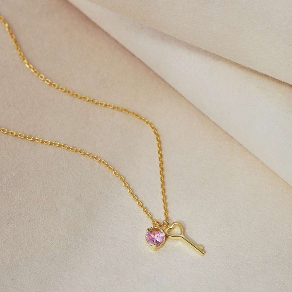 [Clover Jewelrys]Collar con colgante de llave única con forma de corazón