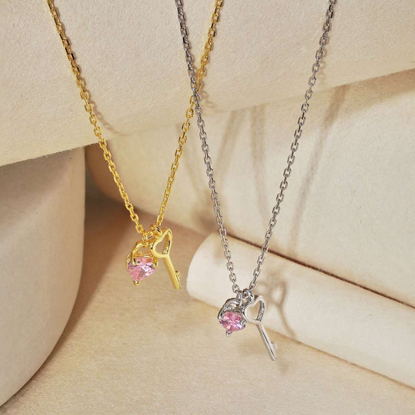 [Clover Jewelrys]Collar con colgante de llave única con forma de corazón