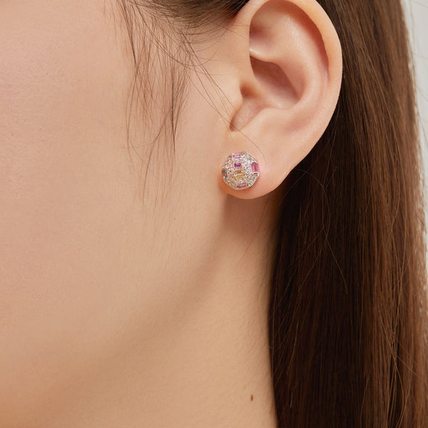 [Clover Jewelrys]Pendientes diarios octagonales ornamentados de colores