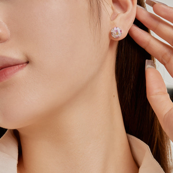 [Clover Jewelrys]Pendientes diarios octagonales ornamentados de colores