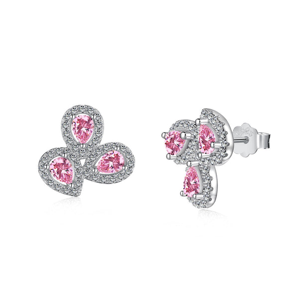 [Clover Jewelrys]Pendientes en forma de flor adornada con corte de pera para amantes