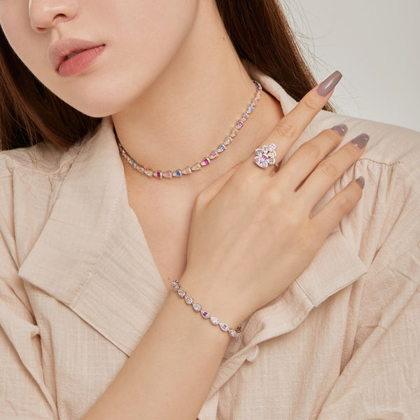 [Clover Jewelrys]Collar radiante de arcoíris de colores