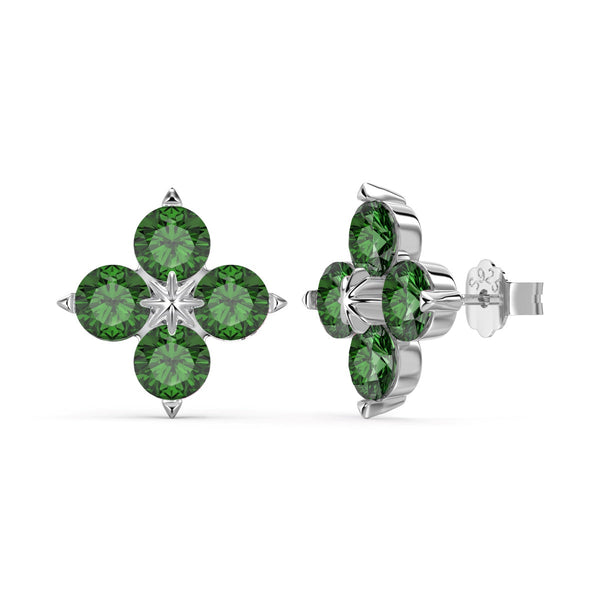 [Clover Jewelrys]Pendientes de trébol de cuatro hojas y estrella de ocho puntas