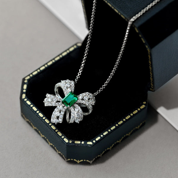 [Clover Jewelrys]Collar con forma de flor y corte esmeralda de lujo