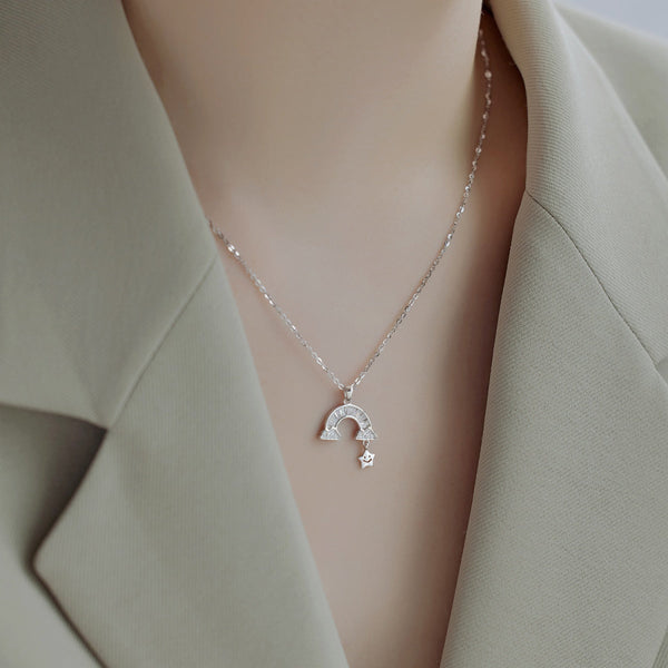[Clover Jewelrys]Collar único de estrella arcoíris