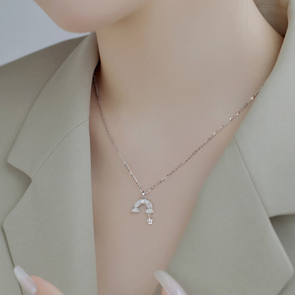 [Clover Jewelrys]Collar único de estrella arcoíris