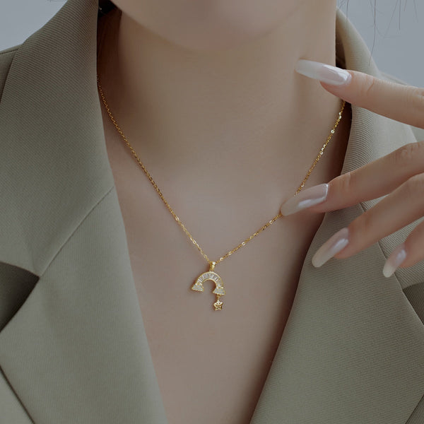 [Clover Jewelrys]Collar único de estrella arcoíris