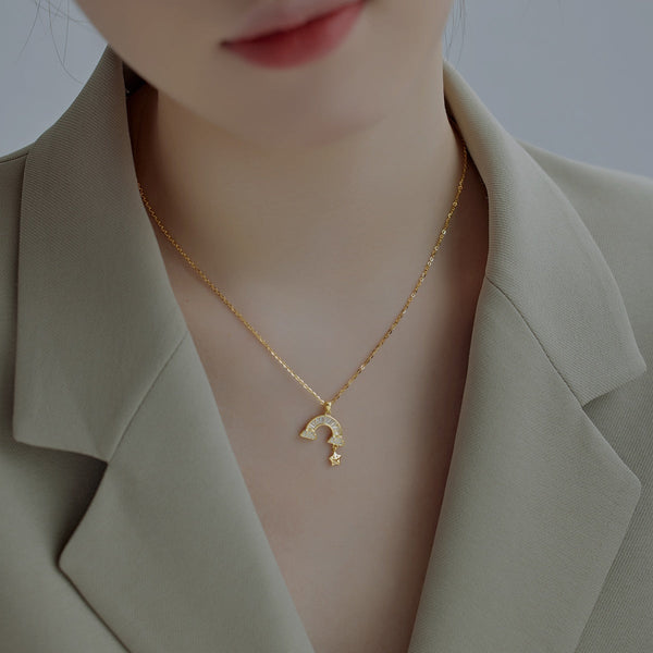 [Clover Jewelrys]Collar único de estrella arcoíris