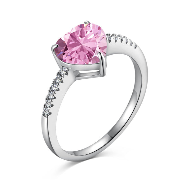 [Clover Jewelrys] Anillo de amor deslumbrante y brillante de 2.0 quilates con corte de corazón