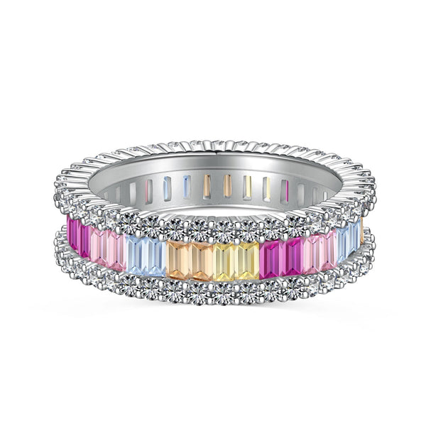 [Clover Jewelrys]Anillo diario delicado con talla esmeralda calidoscópica