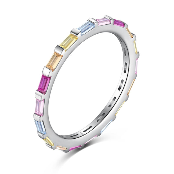 [Clover Joyas]Exquisito Anillo Diario Multicolores de Corte Esmeralda