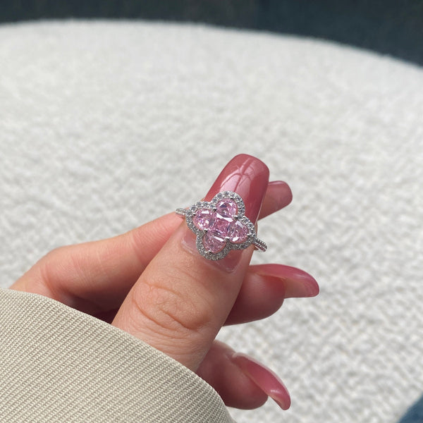 [Clover Jewelrys]Anillo de Banquete Lujoso en Forma de Flor Eterna